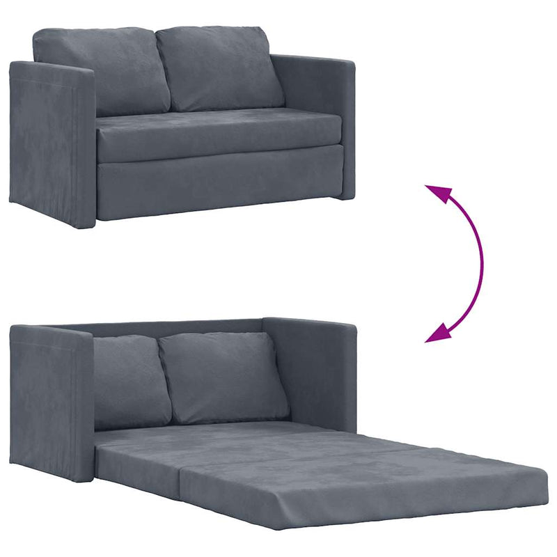 vidaXL Floor Sofa Bed 2-in-1 Dark Grey 122x204x55 cm Velvet