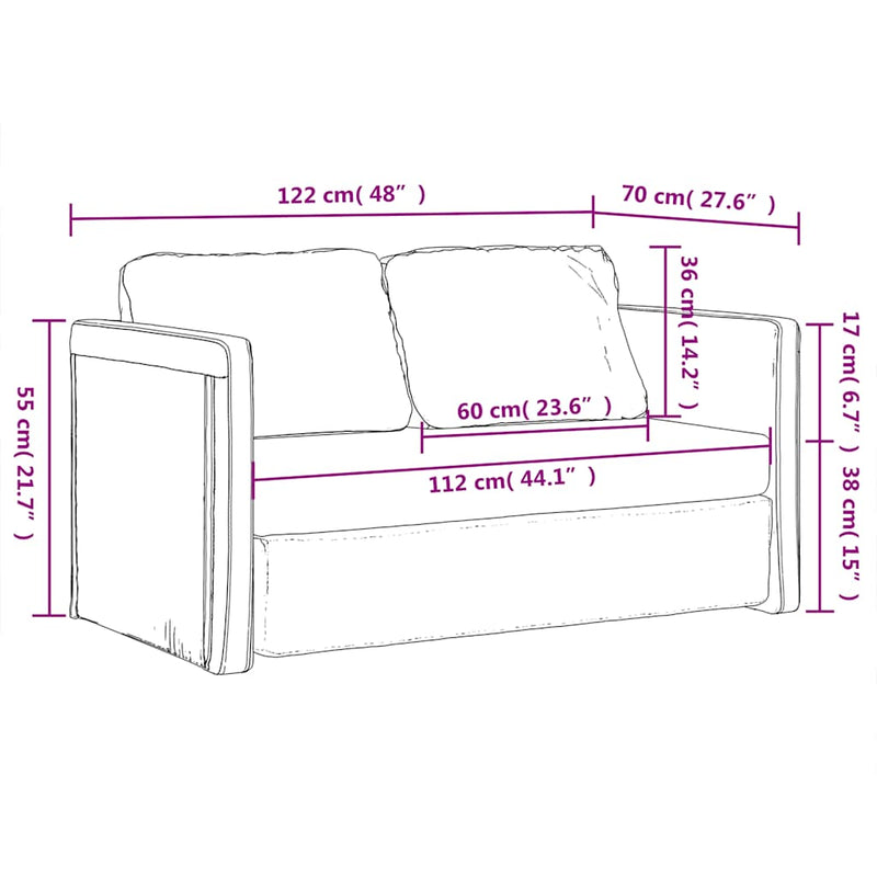 vidaXL Floor Sofa Bed 2-in-1 Dark Grey 122x204x55 cm Velvet