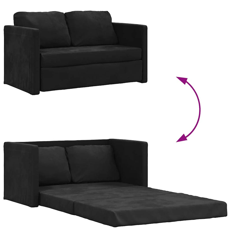 vidaXL Floor Sofa Bed 2-in-1 Black 122x204x55 cm Velvet