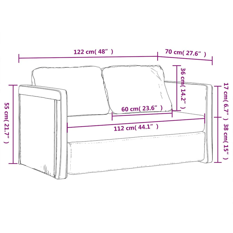 vidaXL Floor Sofa Bed 2-in-1 Black 122x204x55 cm Velvet