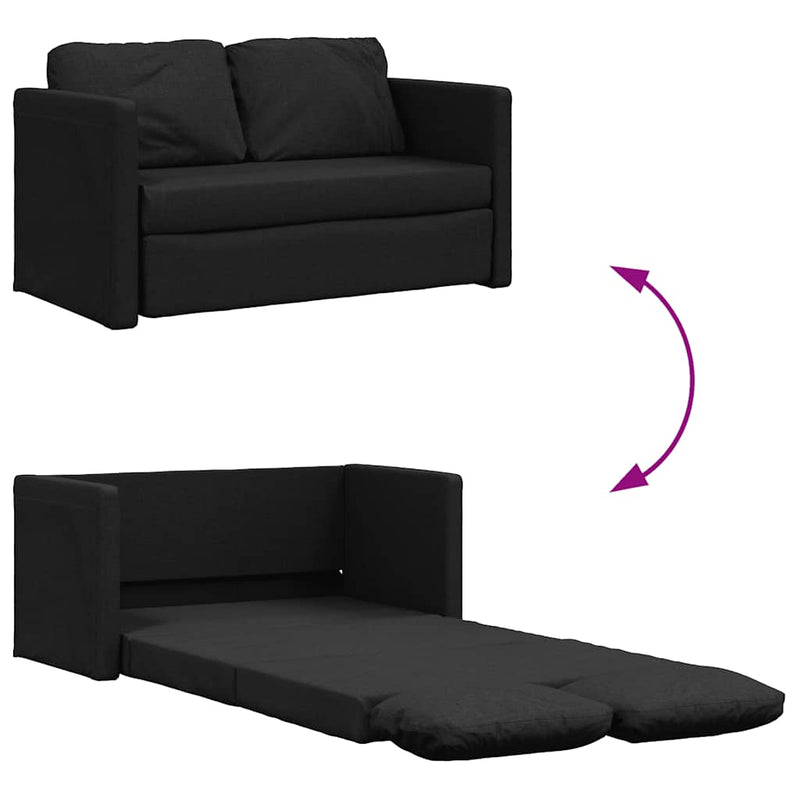 Floor Sofa Bed 2-in-1 Black 112x174x55 cm Fabric