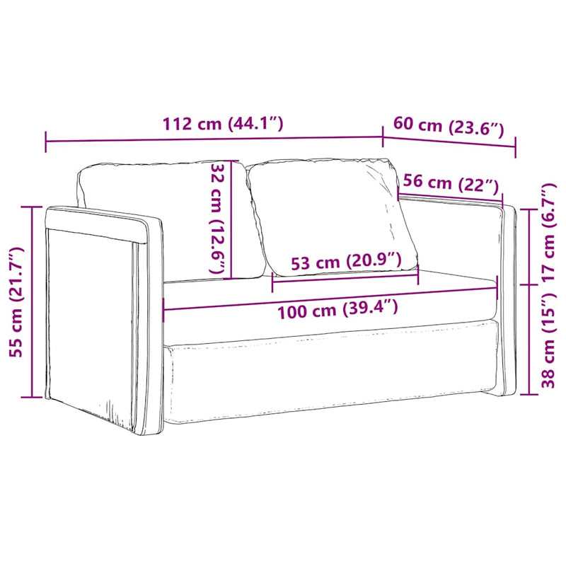 Floor Sofa Bed 2-in-1 Black 112x174x55 cm Fabric