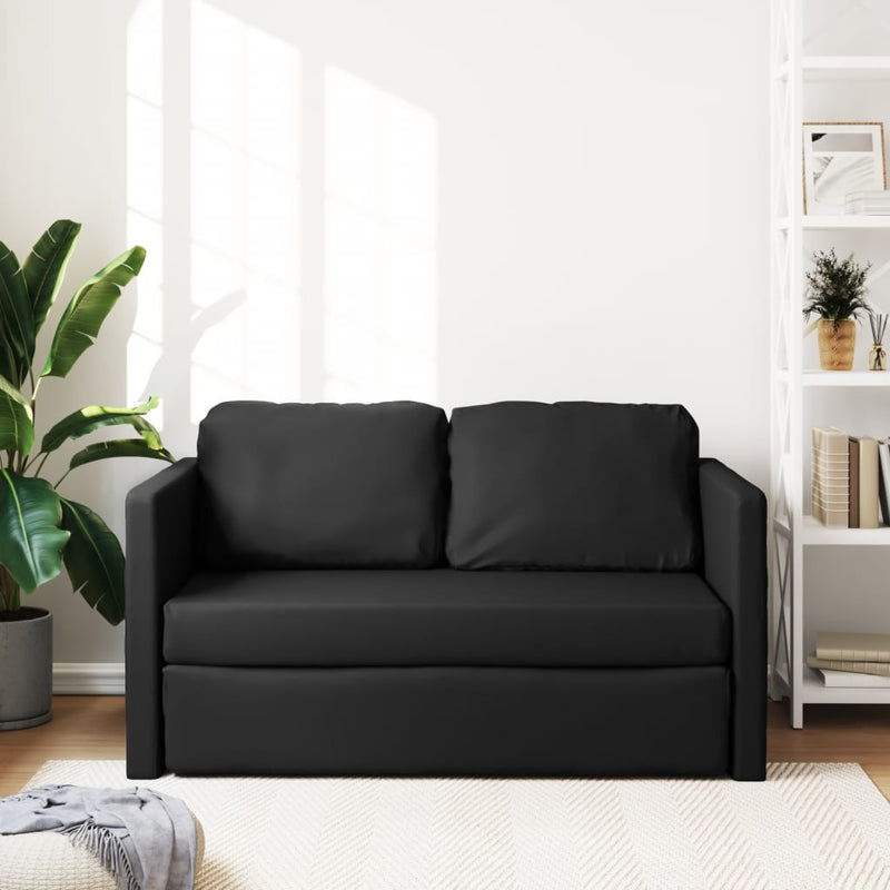 vidaXL Floor Sofa Bed 2-in-1 Black 112x174x55 cm Faux Leather