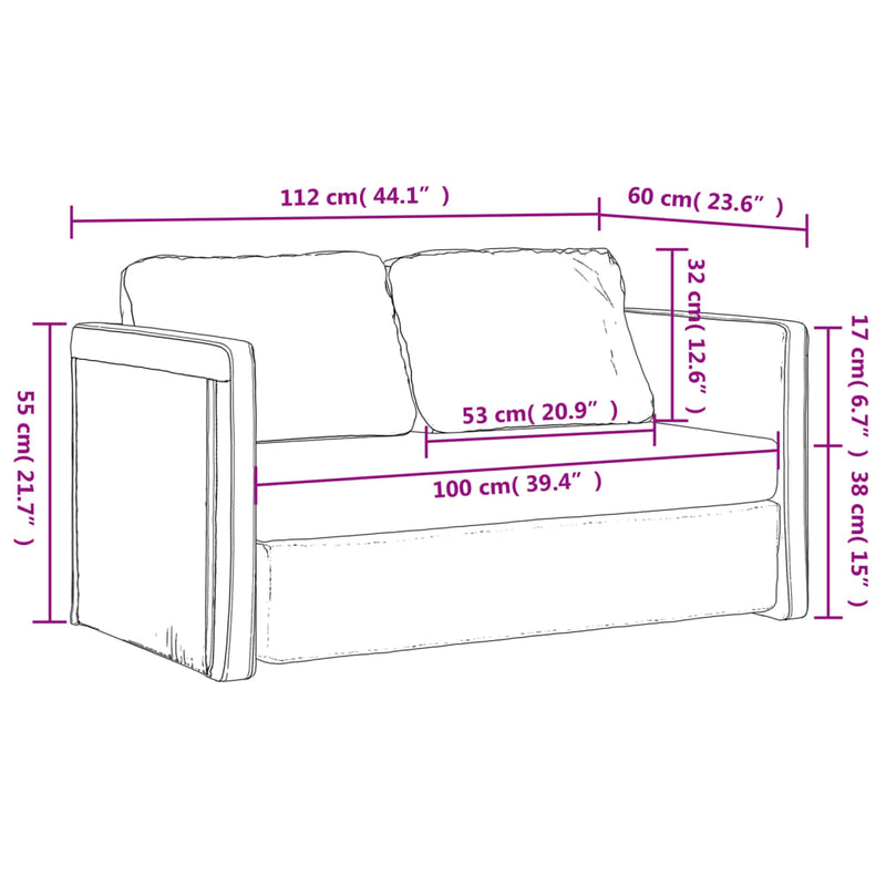 vidaXL Floor Sofa Bed 2-in-1 Black 112x174x55 cm Faux Leather