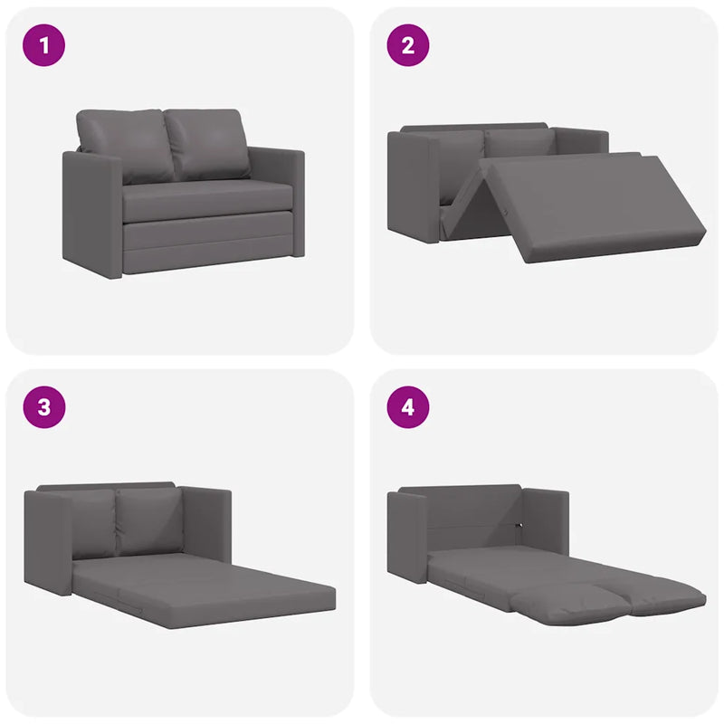 Floor Sofa Bed 2-in-1 Grey 112x174x55 cm Faux Leather
