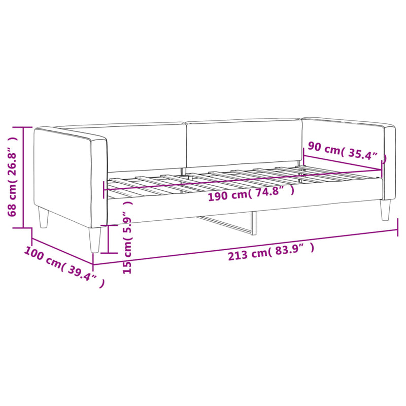 vidaXL Day Bed without Mattress Light Grey 90x190 cm Fabric
