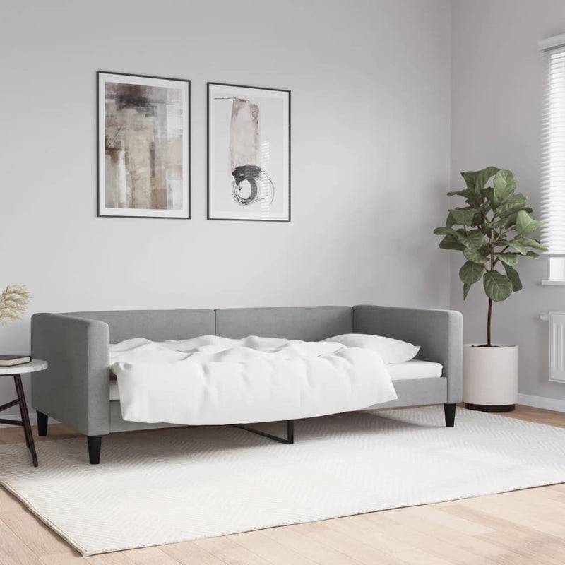 vidaXL Day Bed without Mattress Light Grey 90x190 cm Fabric