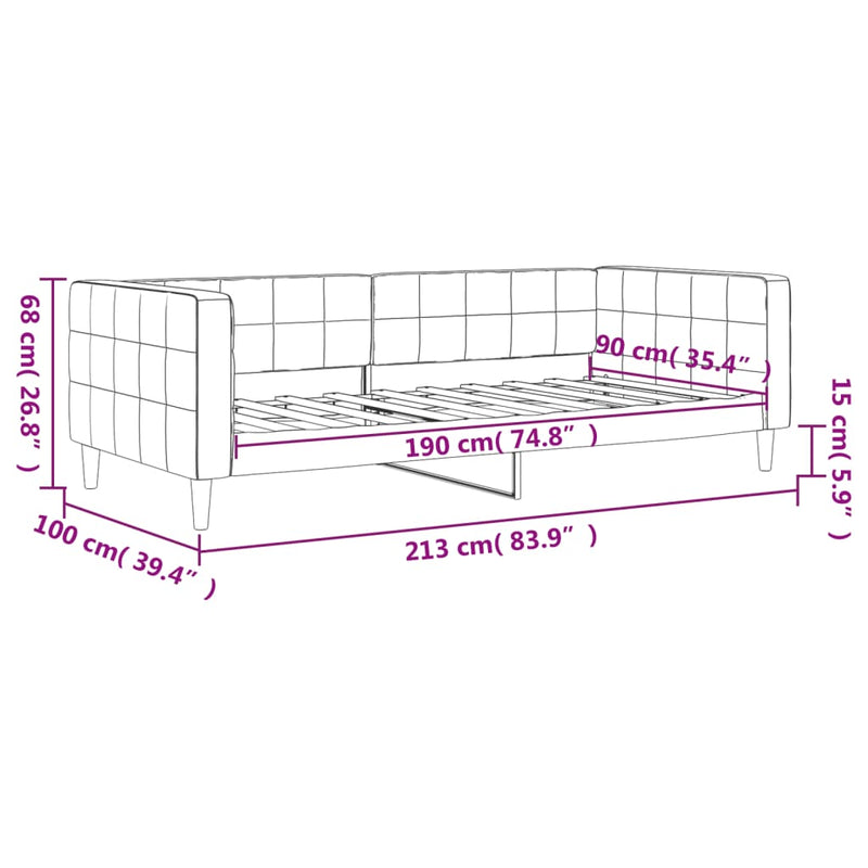 vidaXL Day Bed without Mattress Light Grey 90x190 cm Velvet