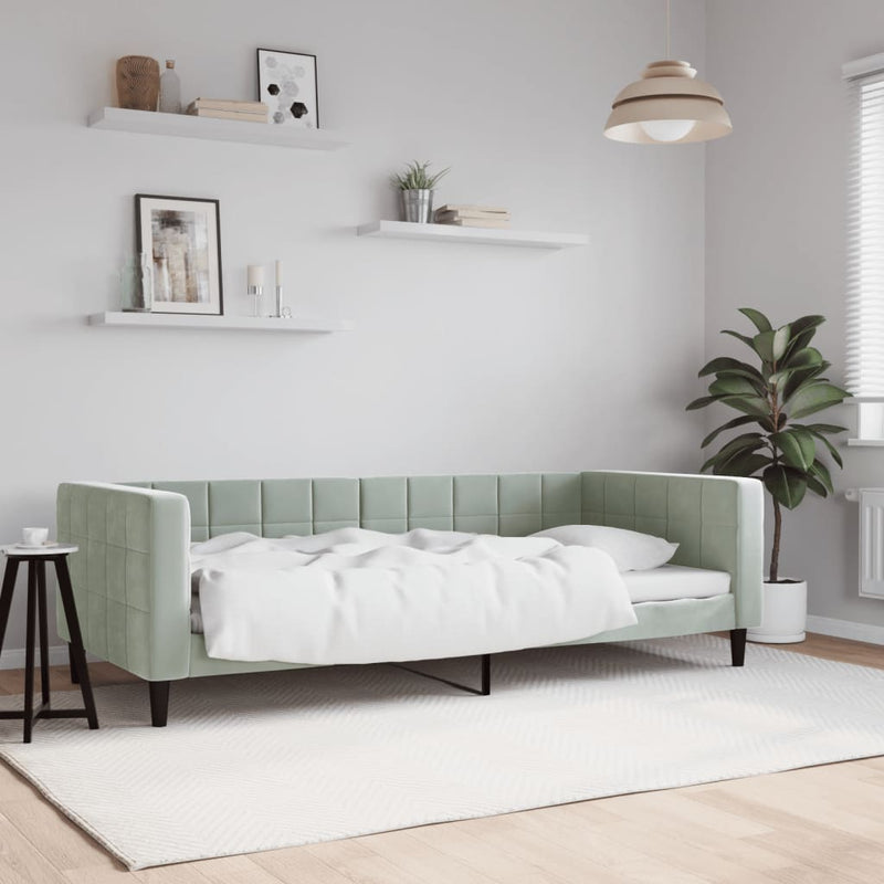 vidaXL Day Bed without Mattress Light Grey 90x190 cm Velvet
