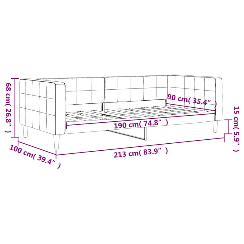 vidaXL Day Bed without Mattress Dark Grey 90x190 cm Velvet