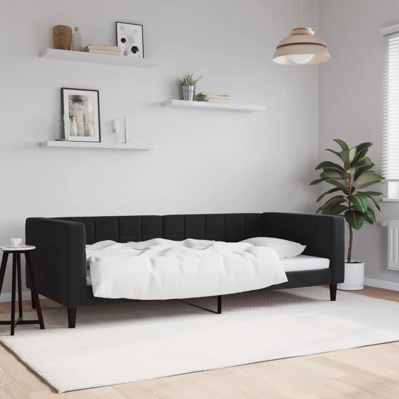 Day Bed without Mattress Black 90x190 cm Velvet
