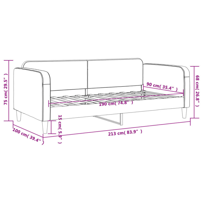 vidaXL Day Bed without Mattress Dark Grey 90x190 cm Fabric