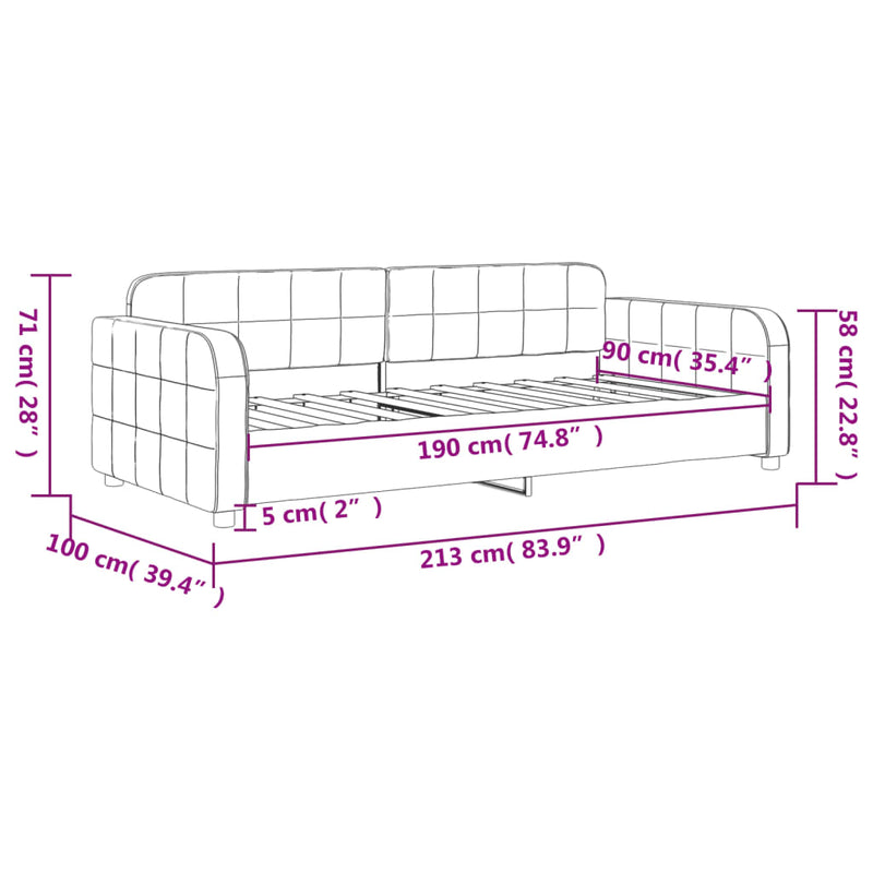 vidaXL Day Bed without Mattress Light Grey 90x190 cm Velvet