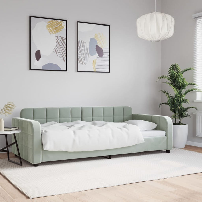 vidaXL Day Bed without Mattress Light Grey 90x190 cm Velvet