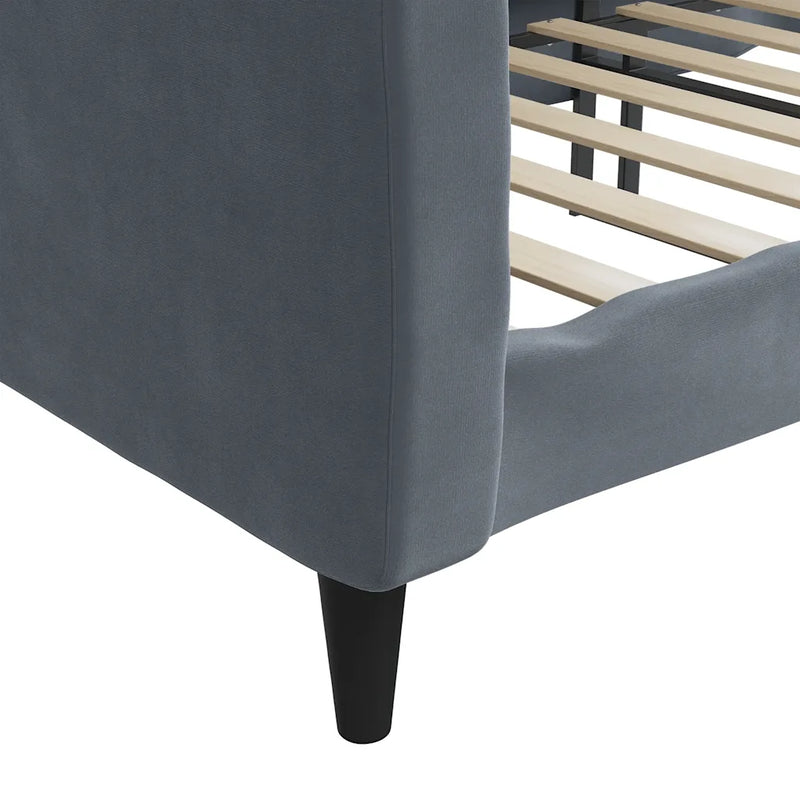 Day Bed without Mattress Dark Grey 90x190 cm Velvet