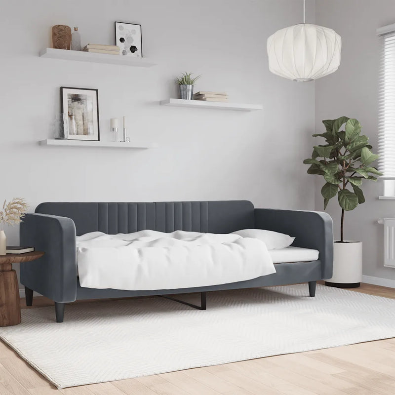 Day Bed without Mattress Dark Grey 90x190 cm Velvet