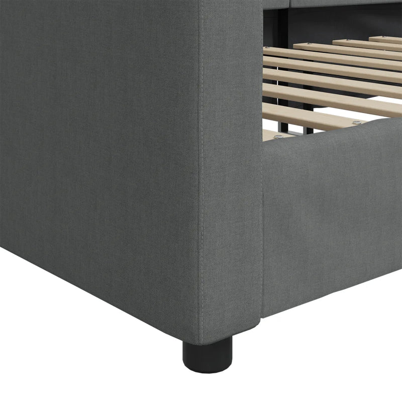 Day Bed without Mattress Dark Grey 90x190 cm Fabric