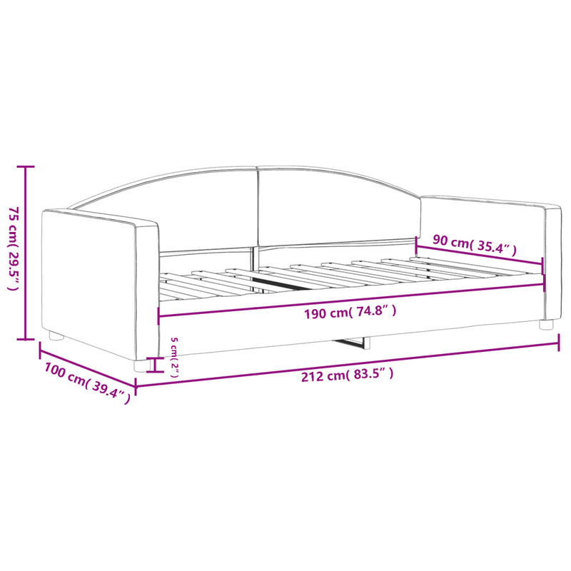 Day Bed without Mattress Dark Grey 90x190 cm Fabric