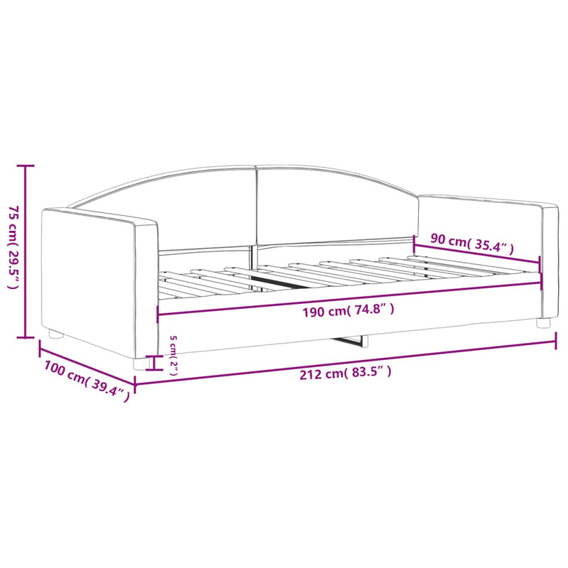vidaXL Day Bed without Mattress Dark Grey 90x190 cm Fabric