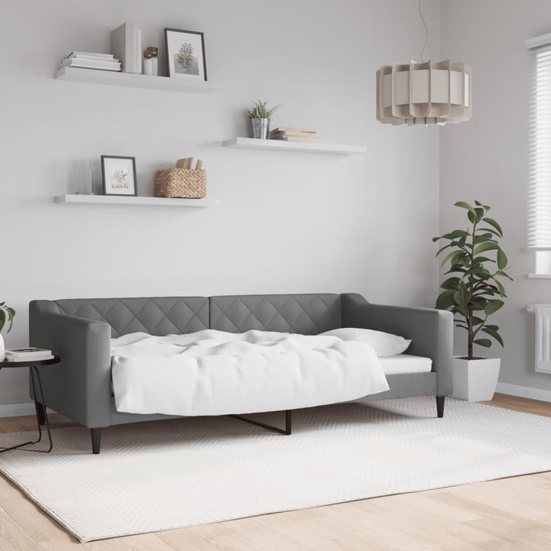 vidaXL Day Bed without Mattress Dark Grey 90x190 cm Fabric
