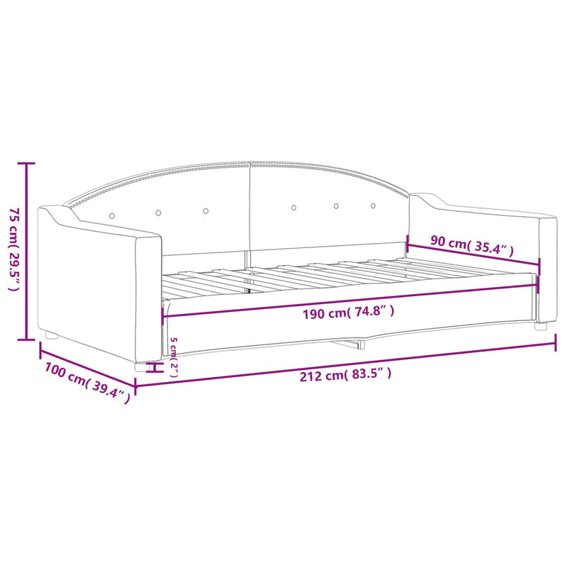 vidaXL Day Bed without Mattress Dark Grey 90x190 cm Fabric