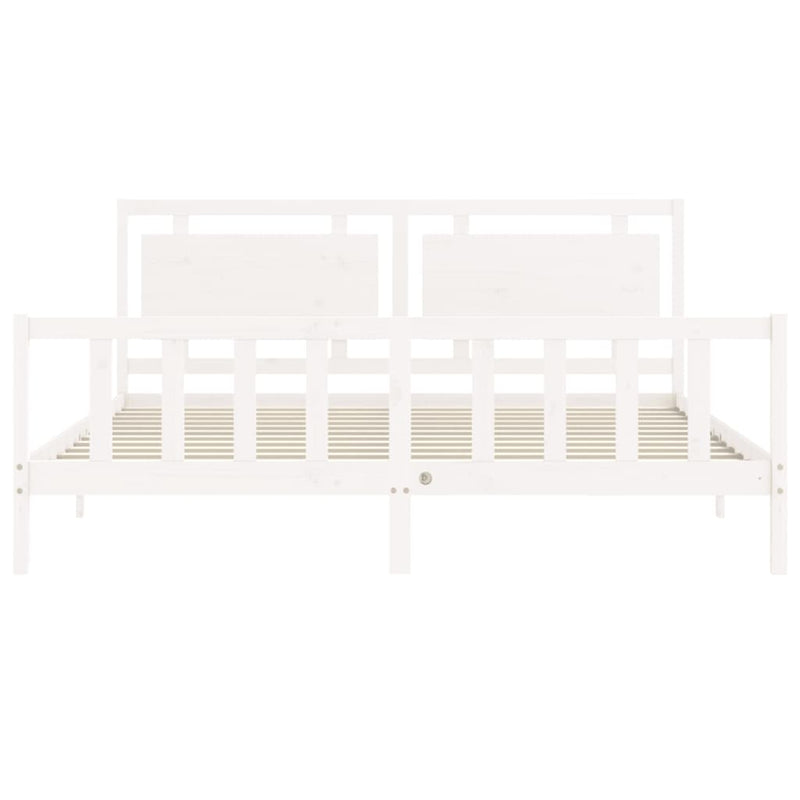 Bed Frame with Headboard White 183x203 cm King Solid Wood