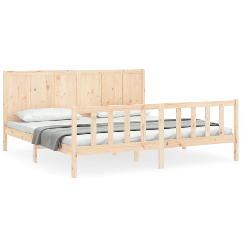 Bed Frame with Headboard 183x203 cm King Solid Wood