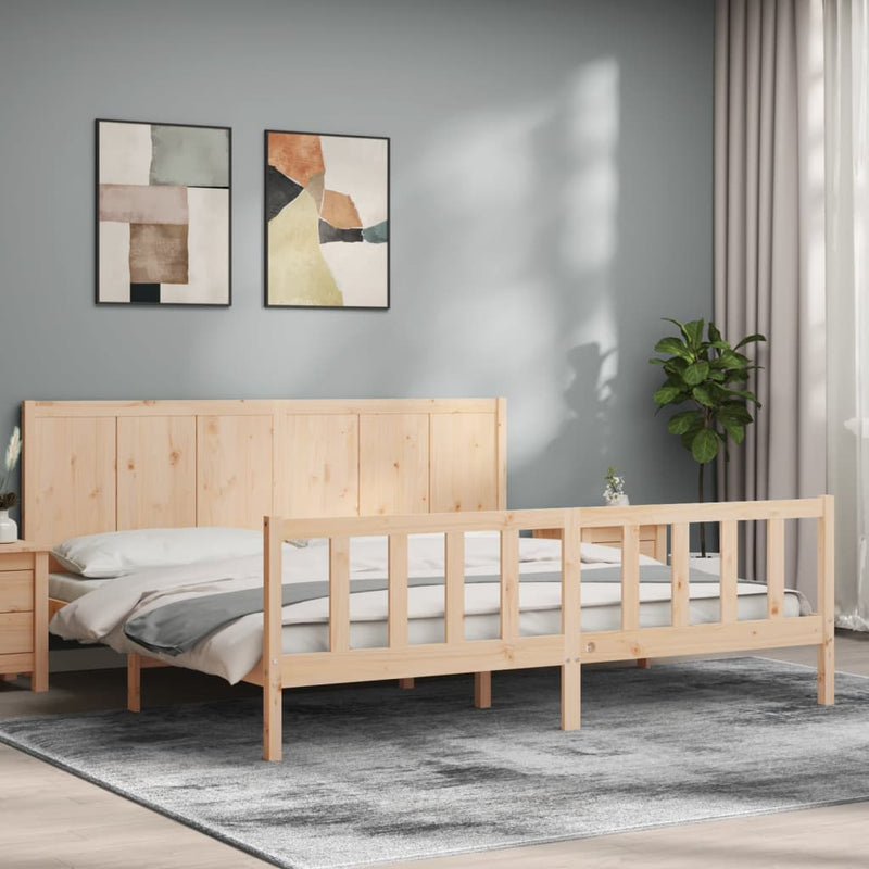 Bed Frame with Headboard 183x203 cm King Solid Wood