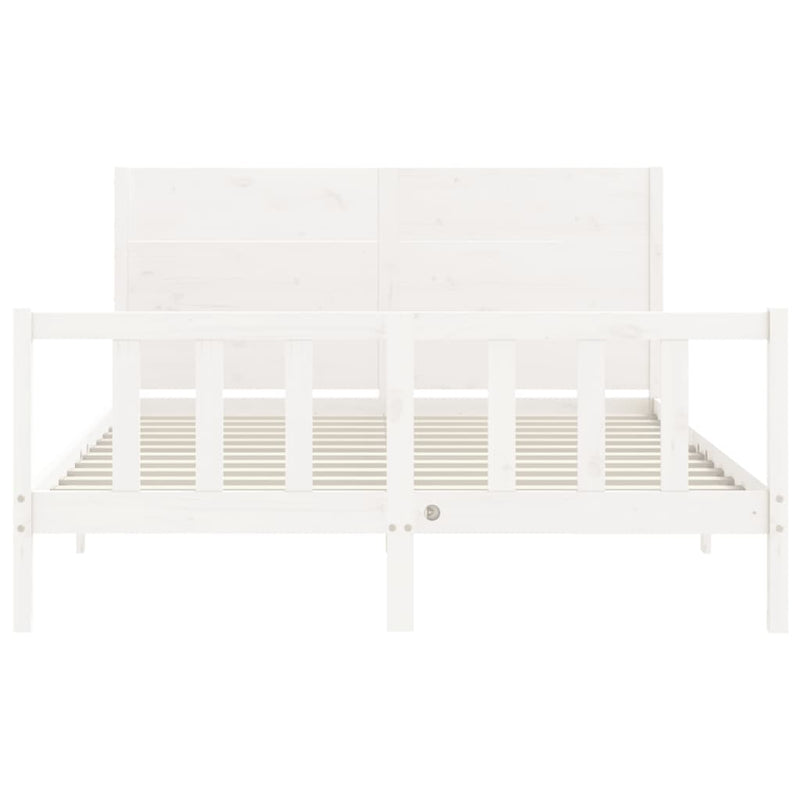 Bed Frame with Headboard White 153x203 cm Queen Solid Wood