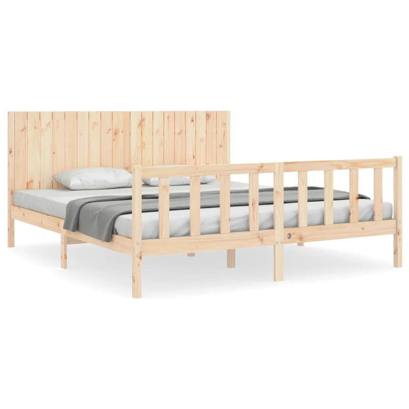 Bed Frame with Headboard 183x203 cm King Solid Wood