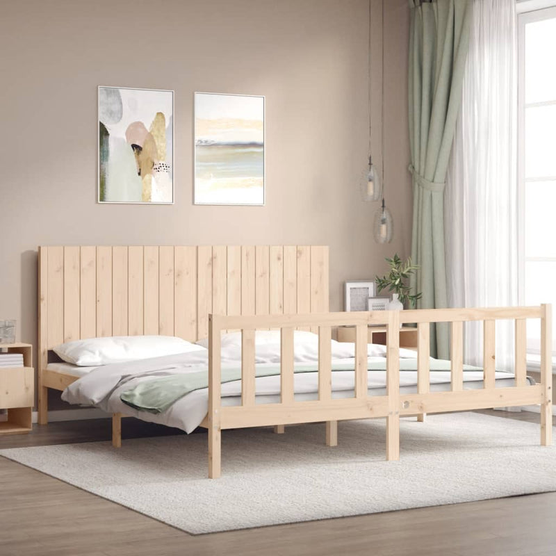 Bed Frame with Headboard 183x203 cm King Solid Wood