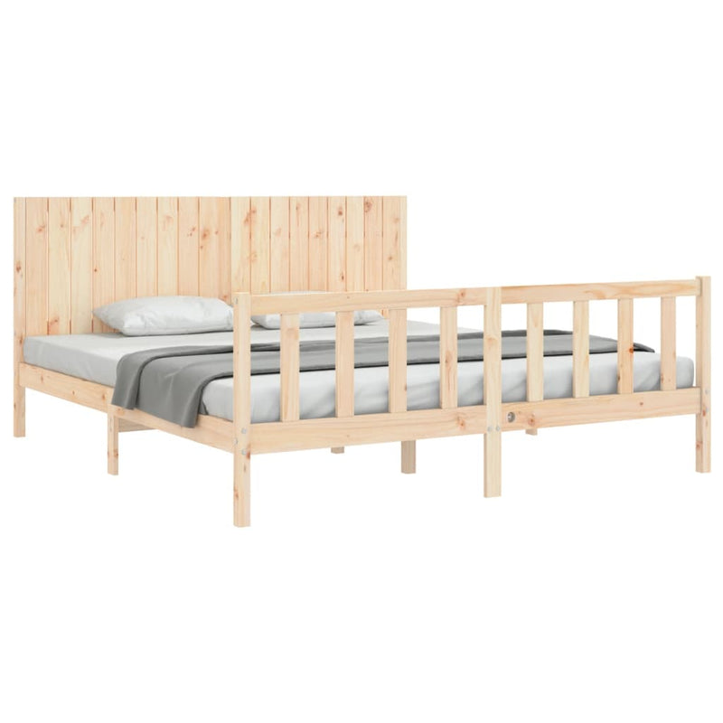 Bed Frame with Headboard 183x203 cm King Solid Wood