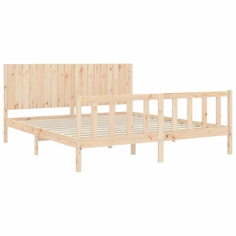 Bed Frame with Headboard 183x203 cm King Solid Wood