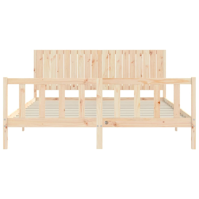 Bed Frame with Headboard 183x203 cm King Solid Wood