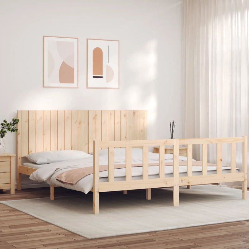 Bed Frame with Headboard 183x203 cm King Solid Wood