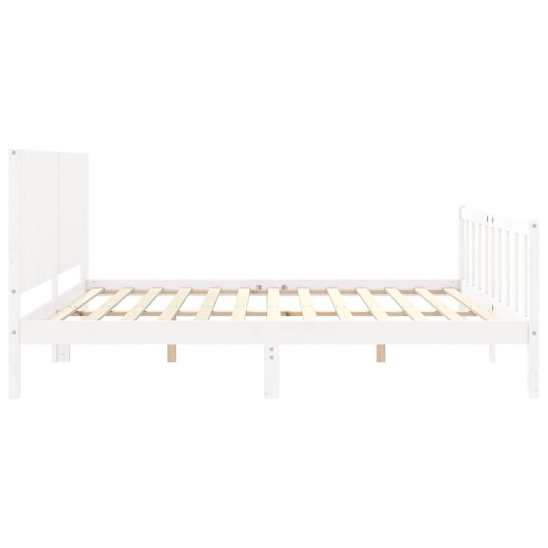 Bed Frame with Headboard White 183x203 cm King Solid Wood