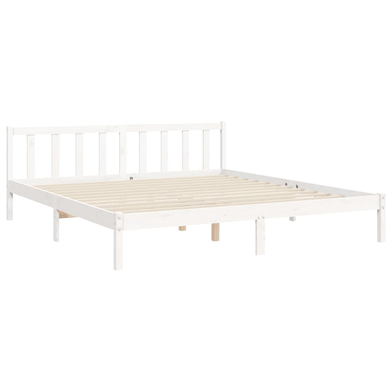 Bed Frame with Headboard White 183x203 cm King Solid Wood