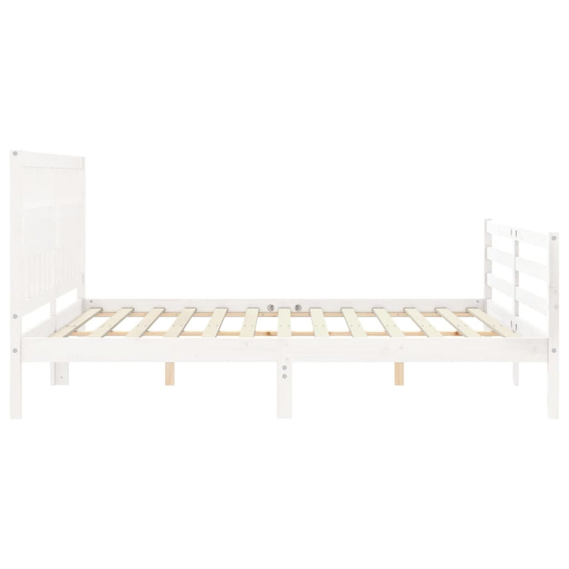 Bed Frame with Headboard White 183x203 cm King Solid Wood