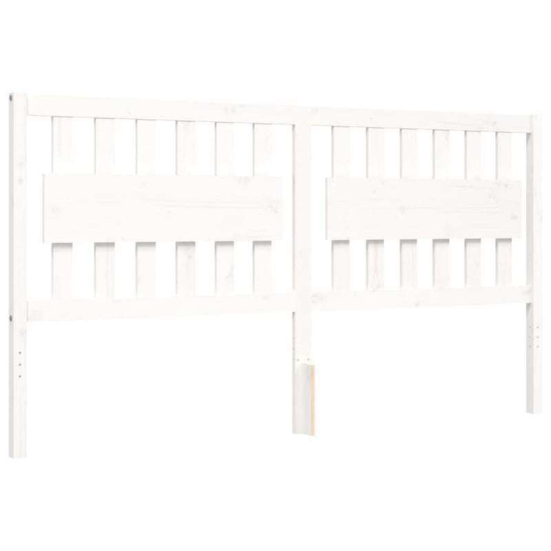 Bed Frame with Headboard White 183x203 cm King Solid Wood