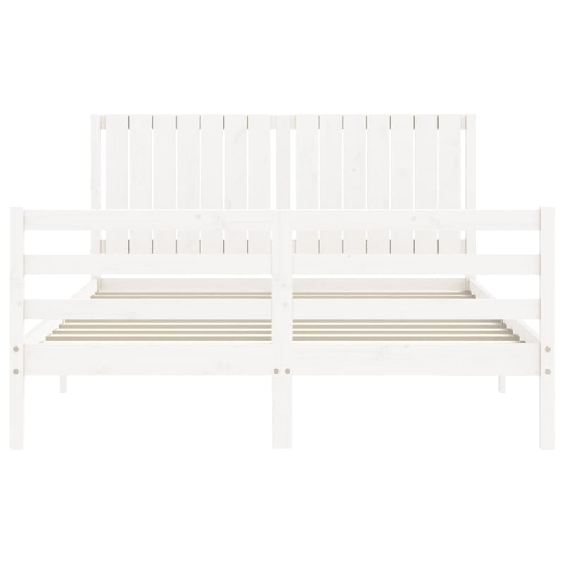 Bed Frame with Headboard White 153x203 cm Queen Solid Wood