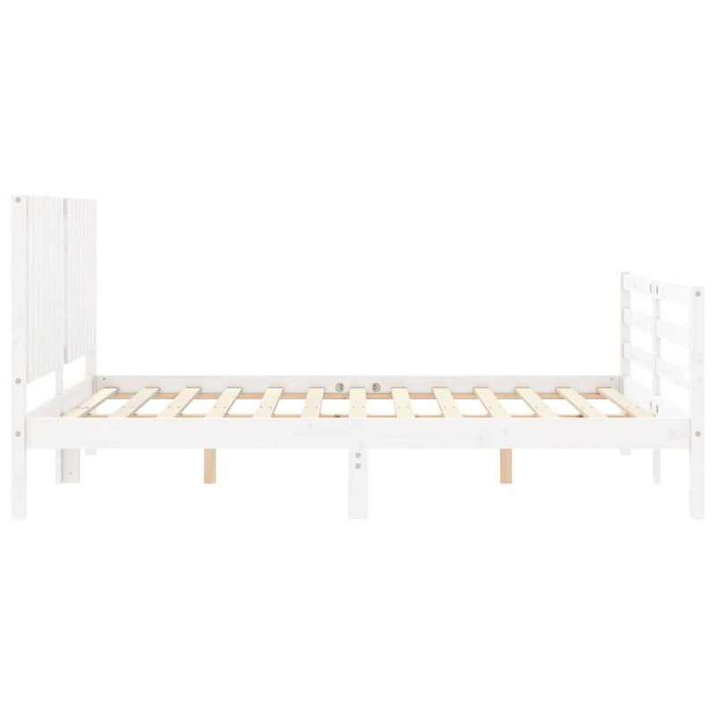 Bed Frame with Headboard White 153x203 cm Queen Solid Wood