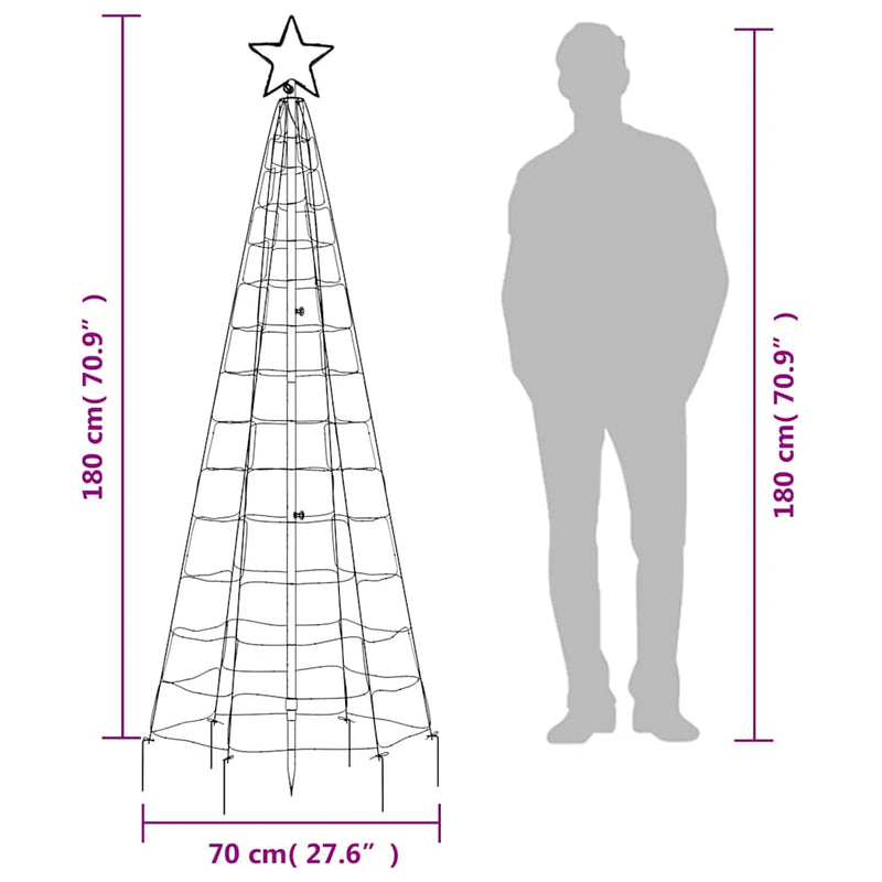 vidaXL LED Christmas Tree with Spikes 220 LEDs Warm White 180 cm