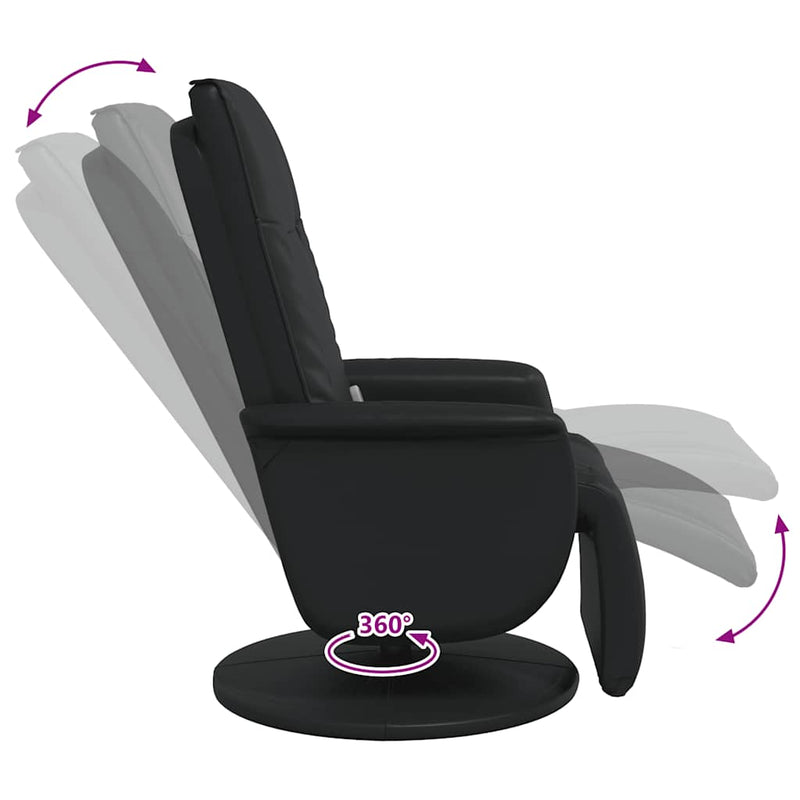 vidaXL Massage Recliner Chair with Footrest Black Faux Leather