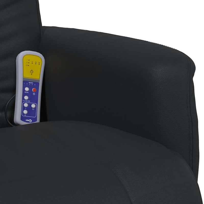 vidaXL Massage Recliner Chair with Footrest Black Faux Leather