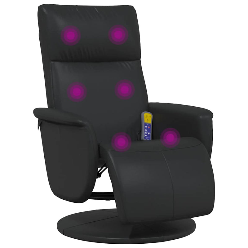 Massage Recliner Chair with Footrest Black Faux Leather