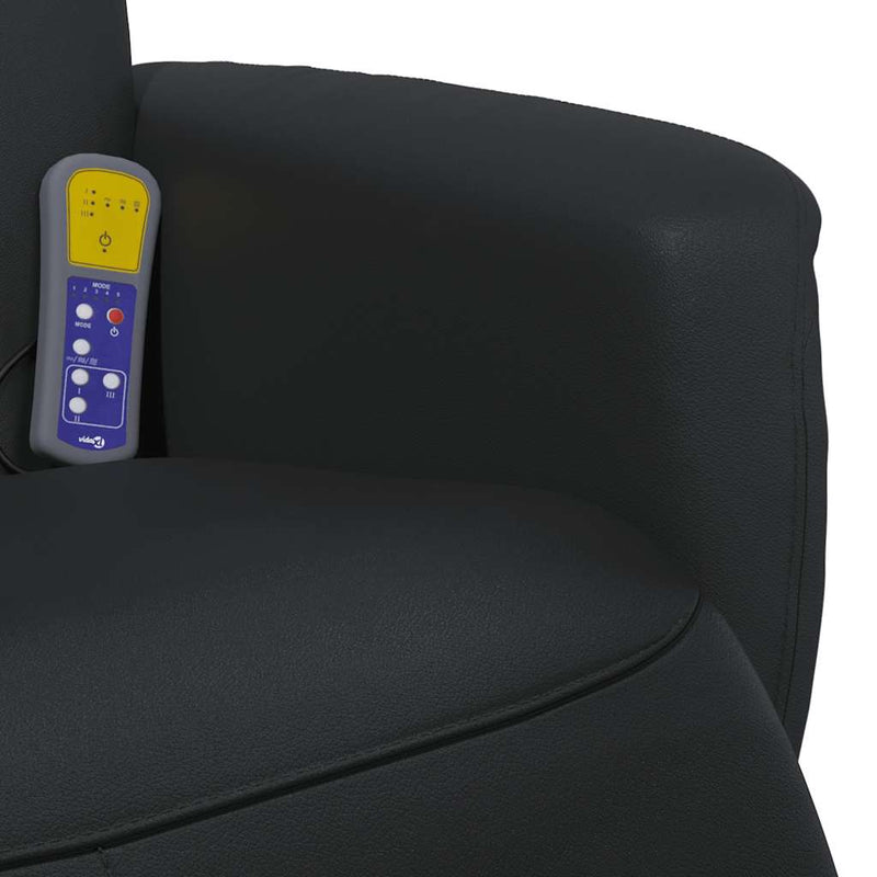 Massage Recliner Chair with Footrest Black Faux Leather
