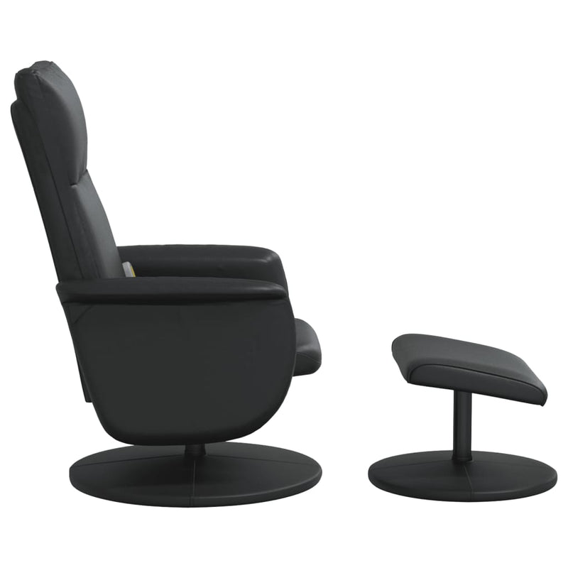vidaXL Massage Recliner Chair with Footstool Black Faux Leather