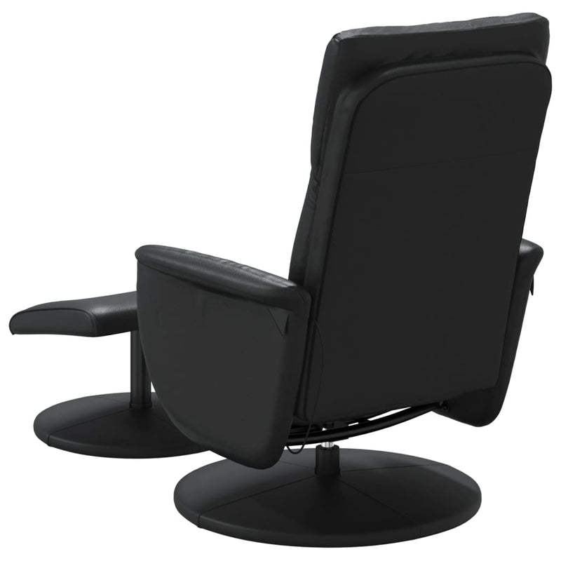 vidaXL Massage Recliner Chair with Footstool Black Faux Leather