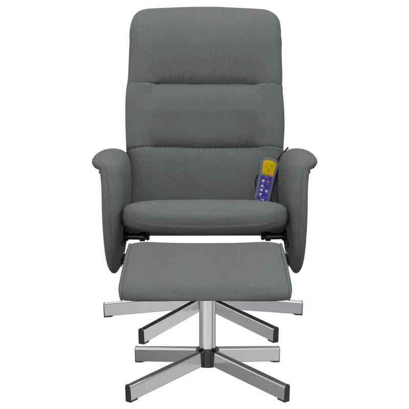 vidaXL Massage Recliner Chair with Footstool Dark Grey Fabric