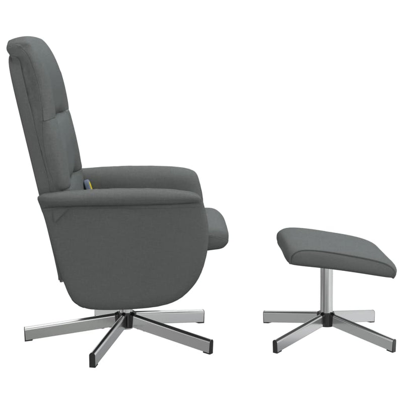 vidaXL Massage Recliner Chair with Footstool Dark Grey Fabric